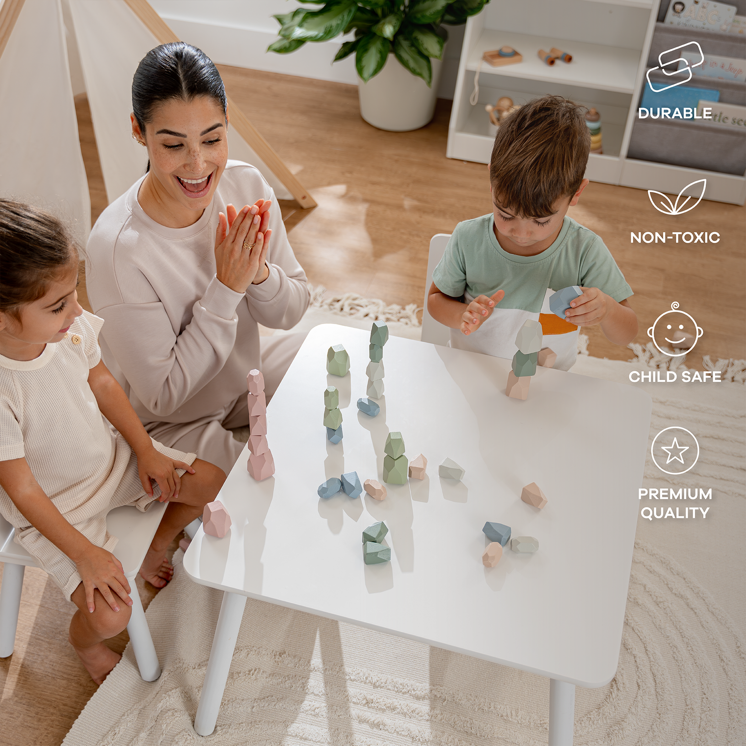 Stacking Blocks for Toddlers by Comfy Cubs: Neutral Pack