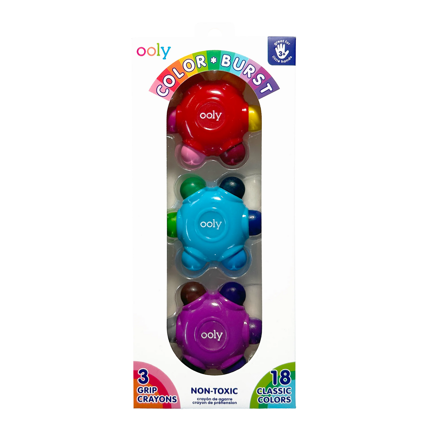 Color Burst Easy Grip Crayons (Set of 3 / 18 Classic Colors