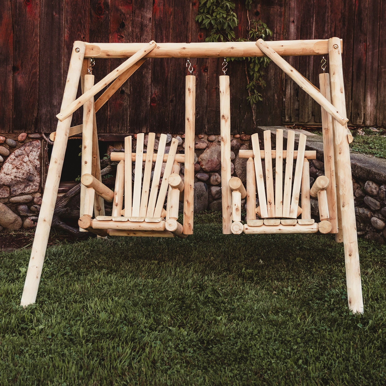 Double Chair Log Yard Swing