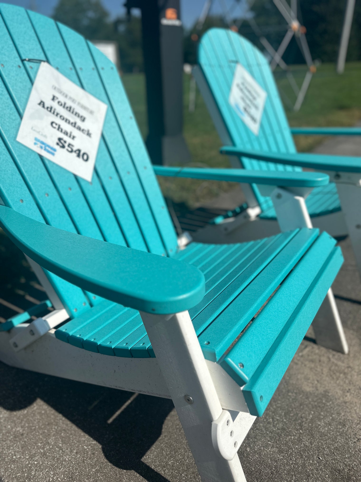 Folding Adirondack Poly Chair Aruba Blue & White
