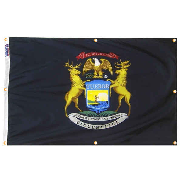 Michigan Flag with Grommets Along the Edges for Wall Hanging