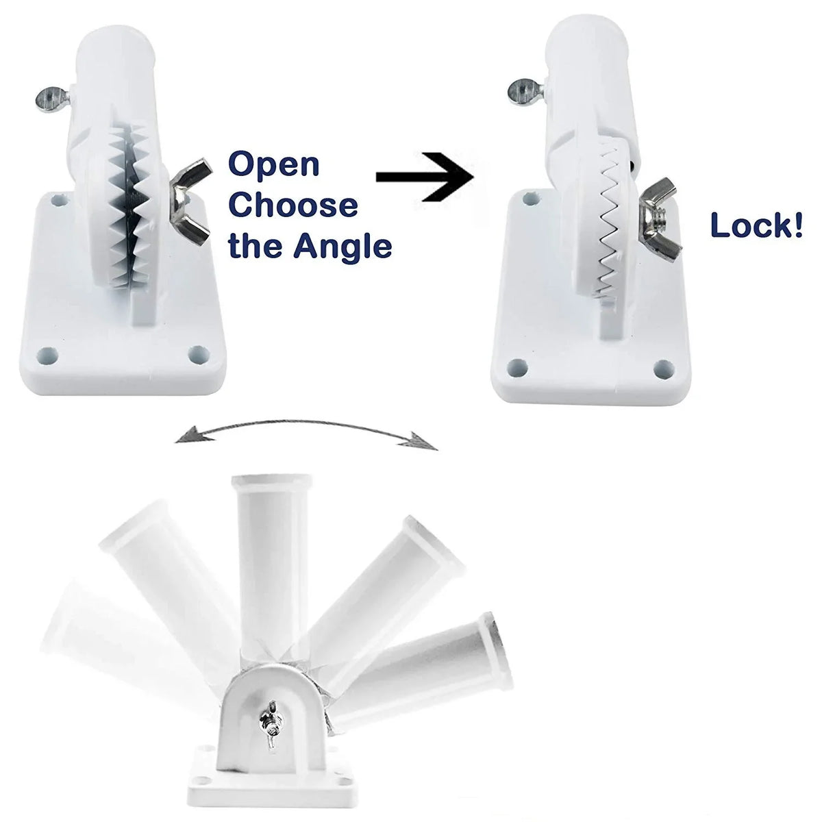 Adjustable Flagpole Bracket β 13 Position Aluminum Mount for House | White