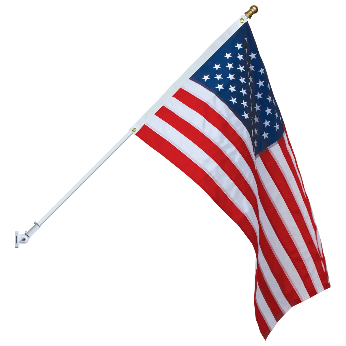 Non Tangle Flagpole Kit w/ Flag, Adjustable Bracket & Aluminum Pole