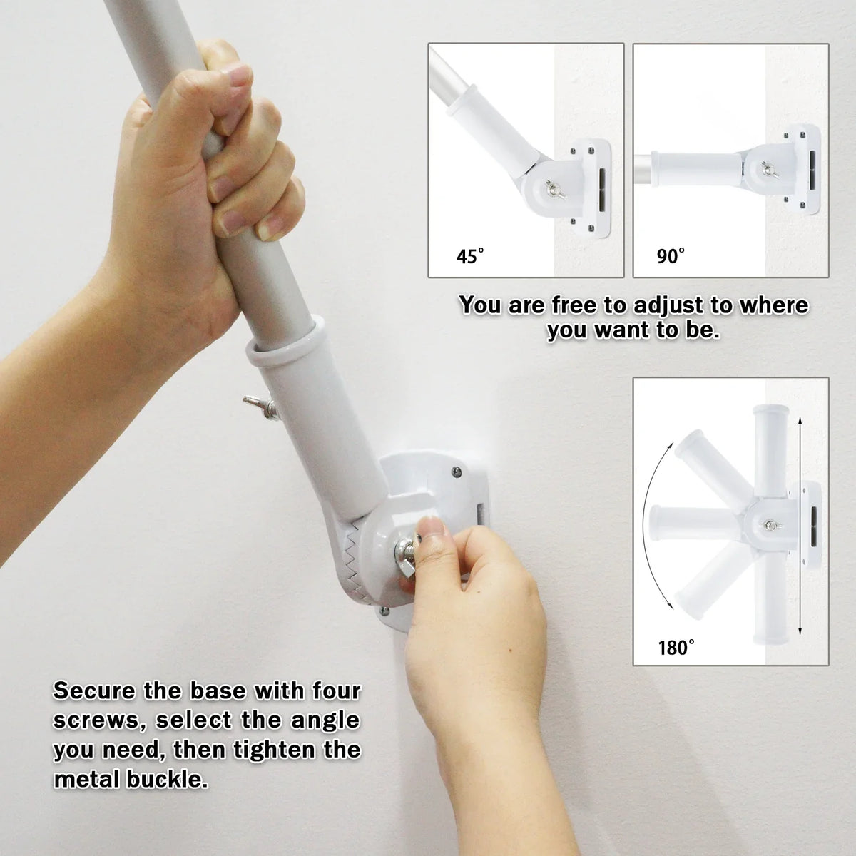 Adjustable Flagpole Bracket β 13 Position Aluminum Mount for House | White