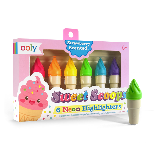Sweet Scoops: Neon Highlighters - Strawberry Scent (Set of 6)