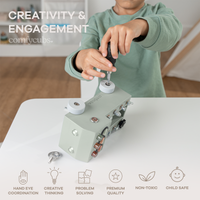 Busy Board Truck Toy Set with LED Light Switch for Kids 3+: Sage