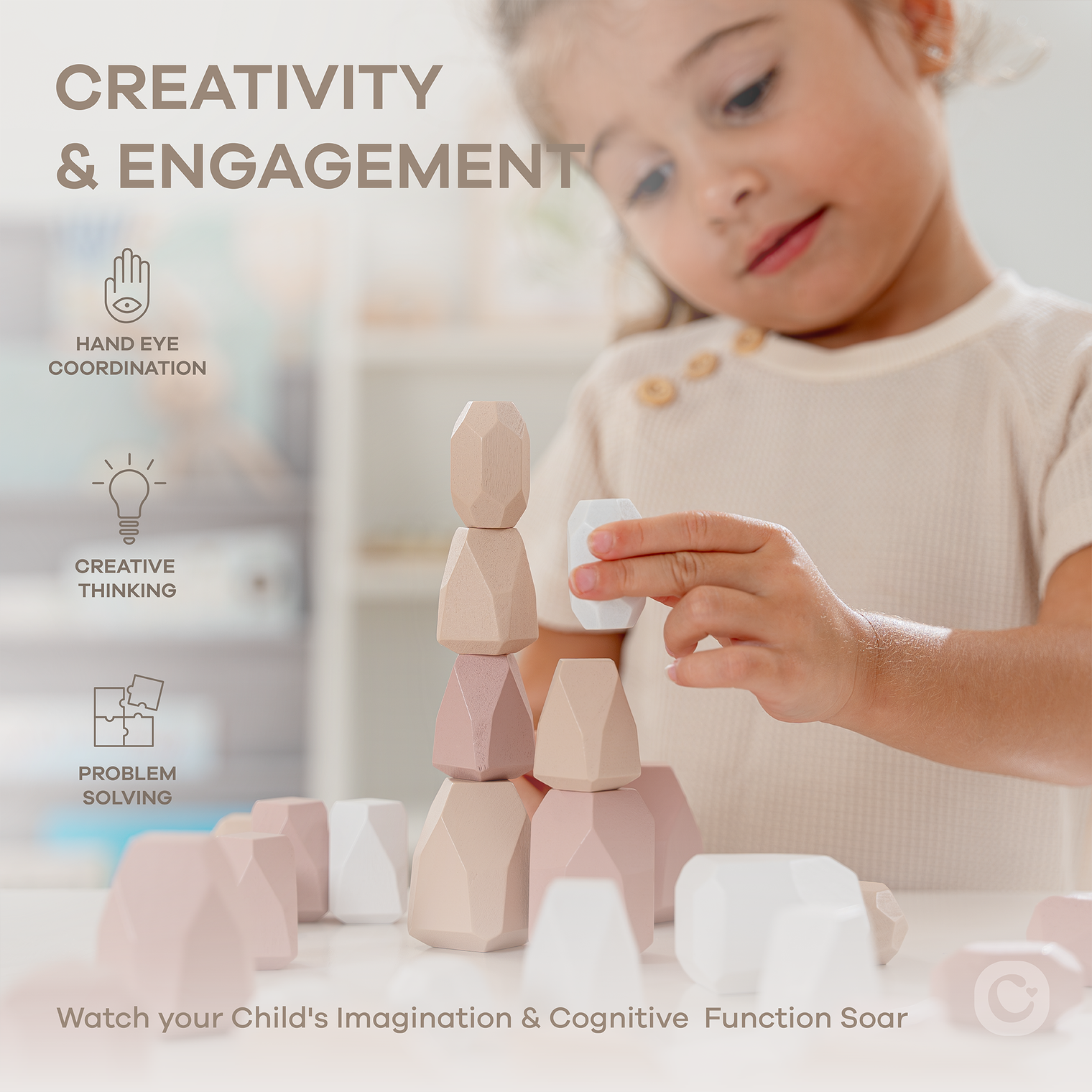 Stacking Blocks for Toddlers by Comfy Cubs: Girl Pack