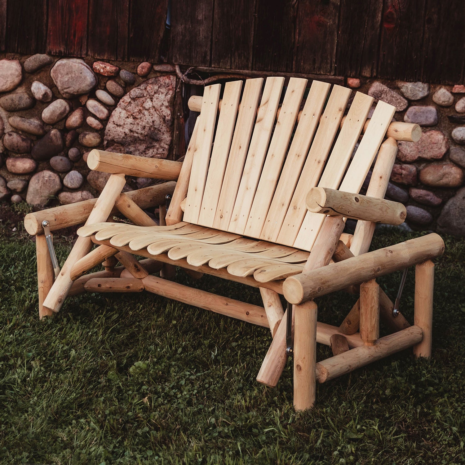 Rustic Cedar Log Glider