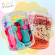 Besties Brunch sensory dough jar with pink, white, and red dough