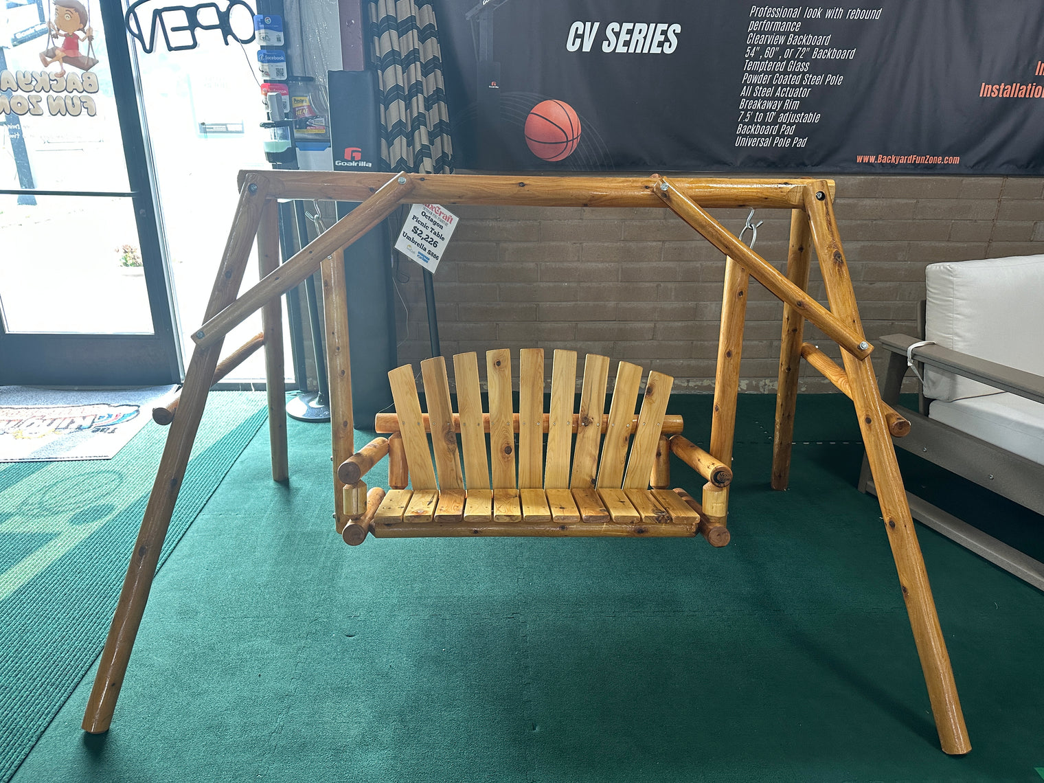 Kids Cedar Log Lawn Swing