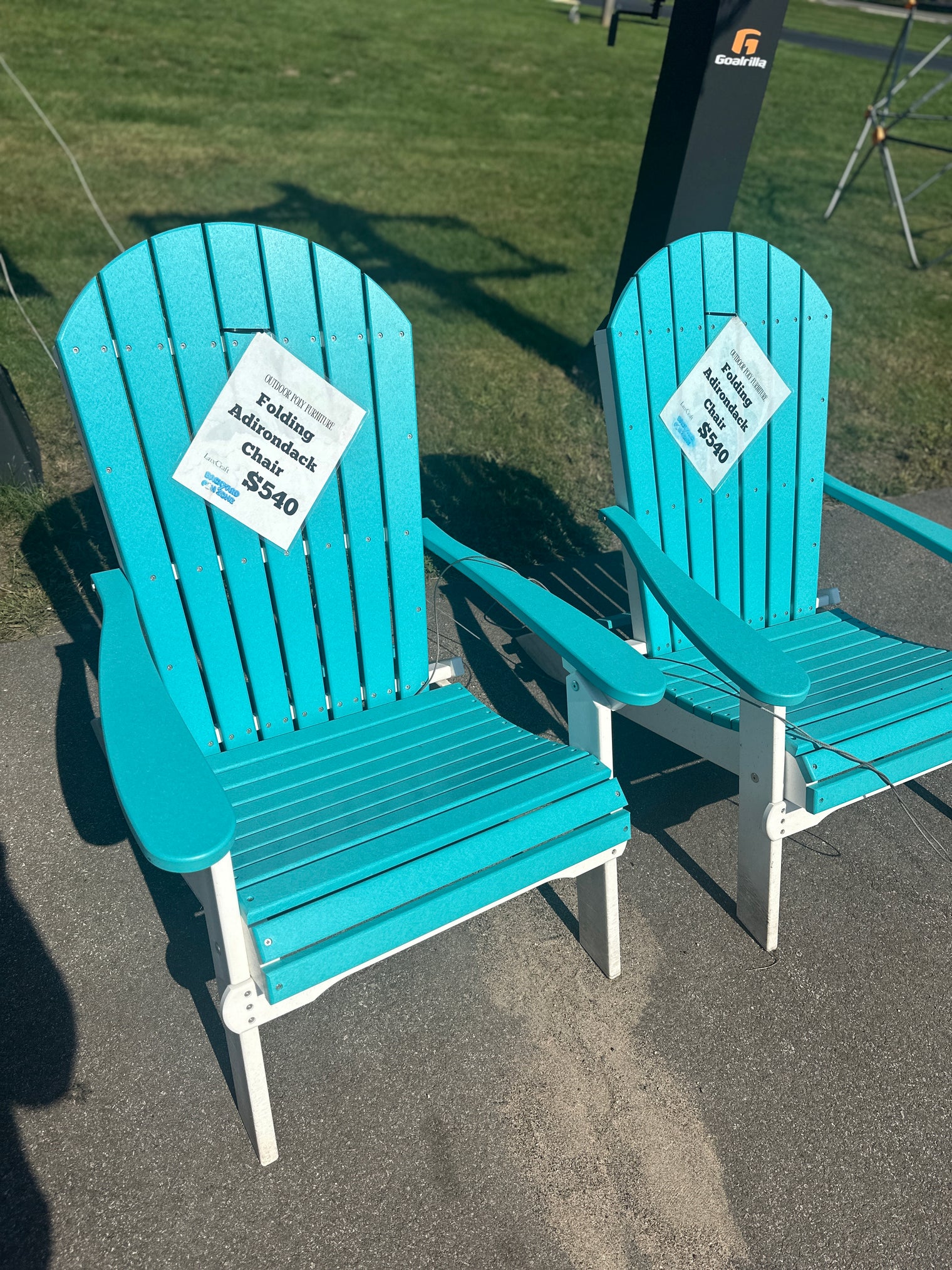Folding Adirondack Poly Chair Aruba Blue & White