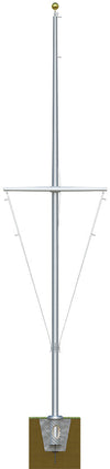 Nautical Aluminum Flagpole with Yardarm - Heavy Duty, Lifetime Warranty - Made in USA