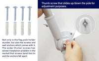 Adjustable Flagpole Bracket – 13 Position Aluminum Mount for House | White