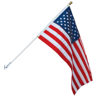 Non Tangle Flagpole Kit w/ Flag, Adjustable Bracket & Aluminum Pole