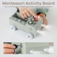 Busy Board Truck Toy Set with LED Light Switch for Kids 3+: Sage